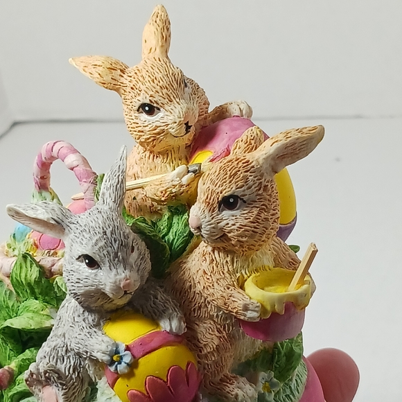 AGC American Greetings Color Your Easter Happy Bunny Rabbits Figurine Eggs 1998 - Picture 6 of 10